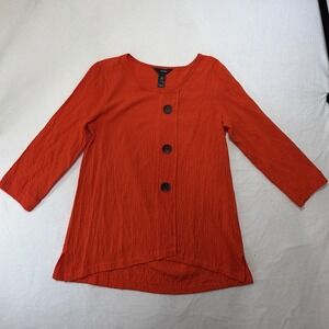 Ali Miles M Women's Red Blouse Dressy Artsy Bohemian Classic Office